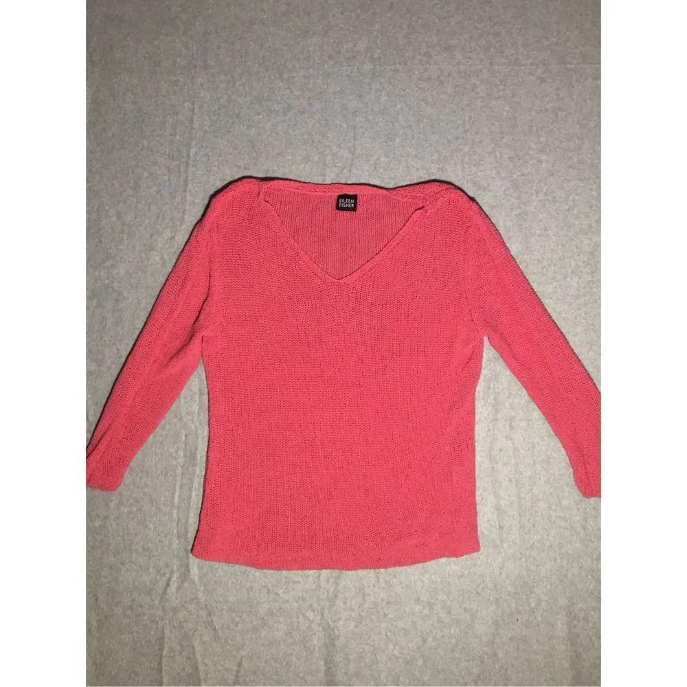Womens Eileen Fisher Blouse Size Large Pink Woven Silk Barbie Capsule Wardrobe